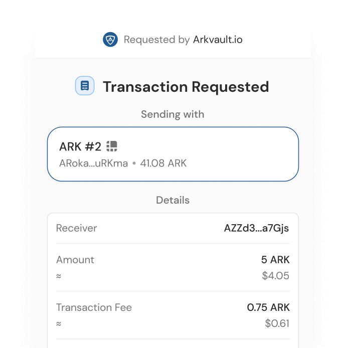 Approve On-chain Actions Screen